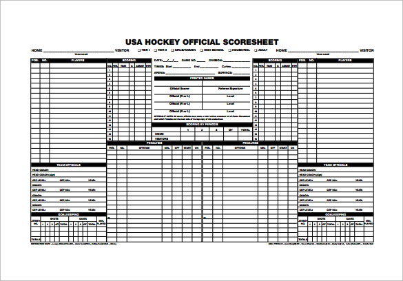 10 Sample Hockey Score Sheets Sample Templates