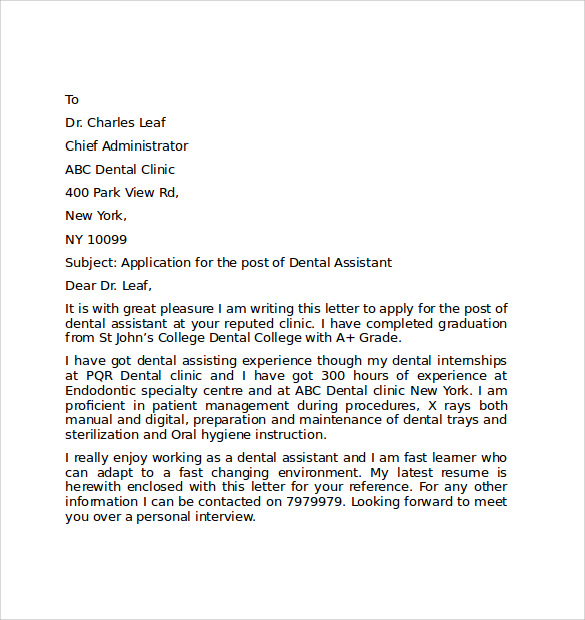 general cover letter sample word