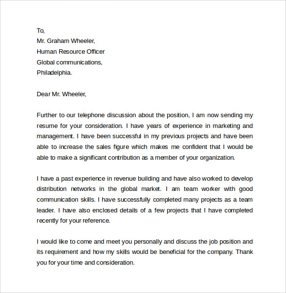 simple cover letter example for customer service