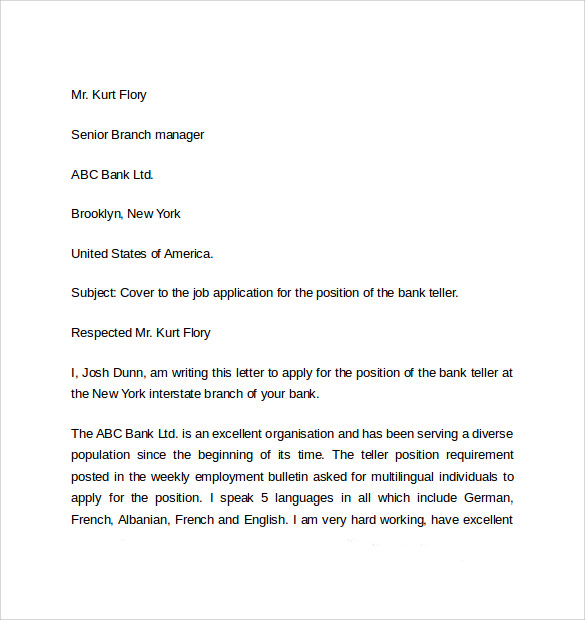 example for simple cover letter