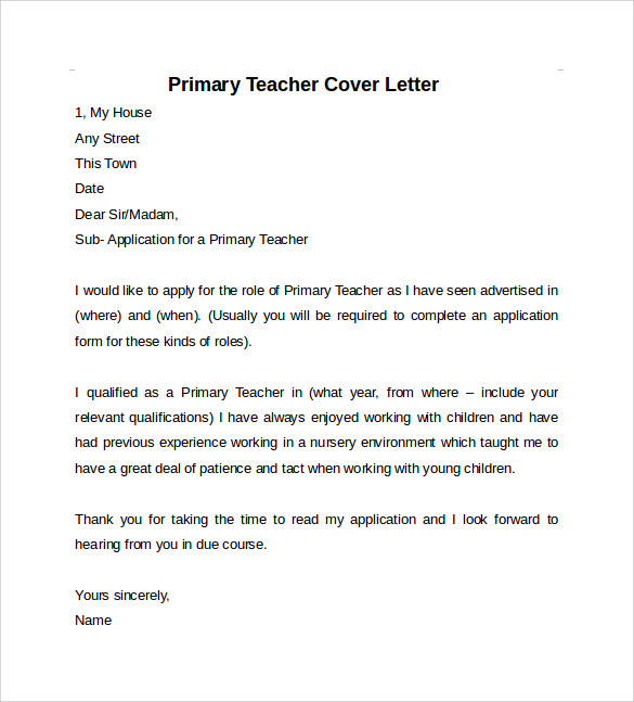 cover letter class teacher