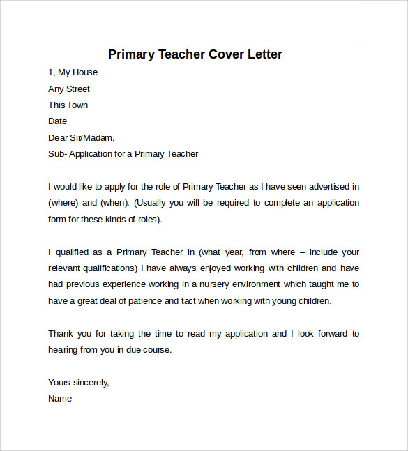 grade 3 teacher cover letter