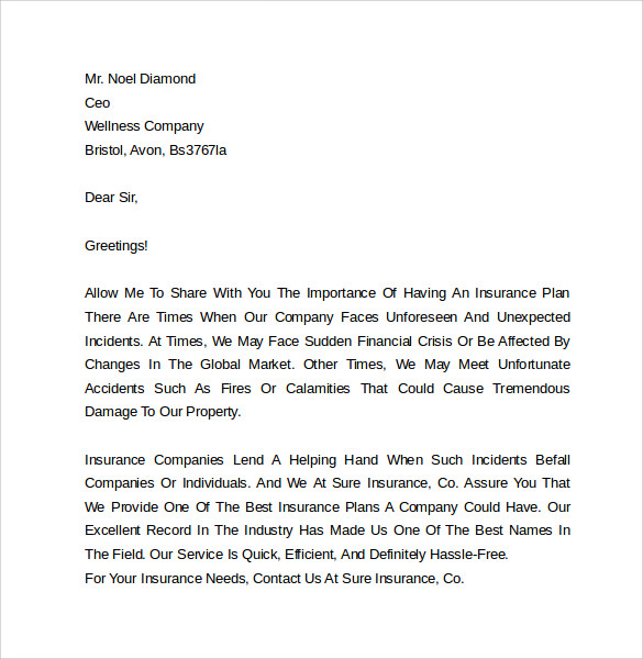 insurance marketing cover letter