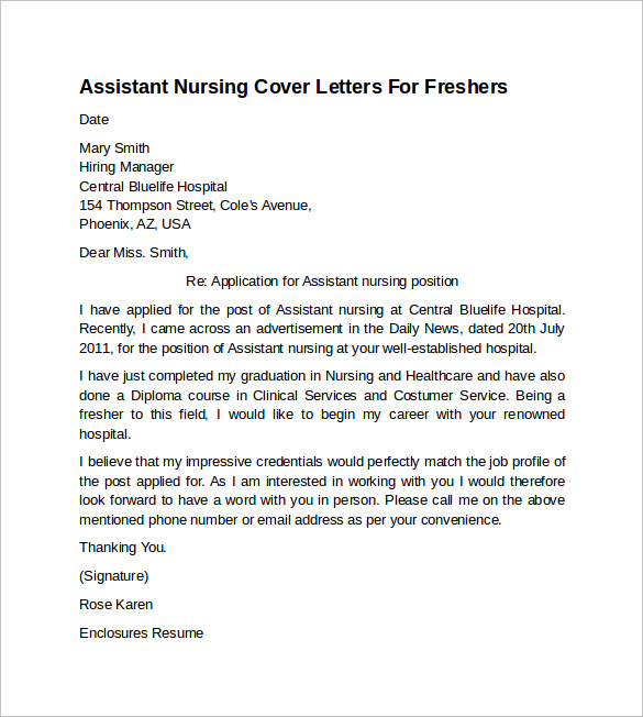 10 Sample Nursing Cover Letter Examples to Download 