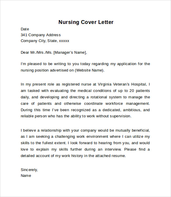 cover letter nursing company