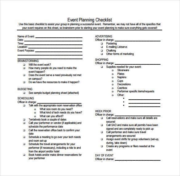 sample event planning checklist