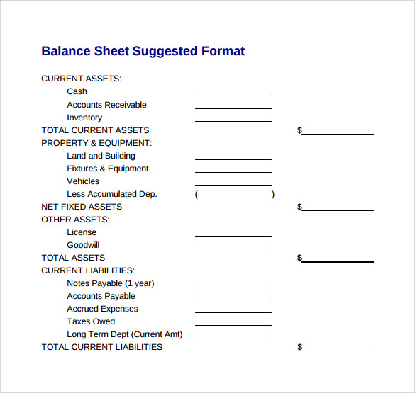 Free 20 Sample Balance Sheet Templates In Ms Word Pdf Excel