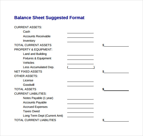 balance sheet template format