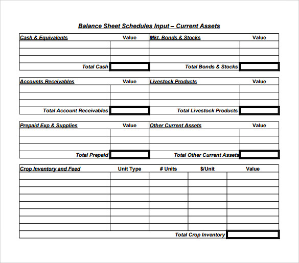 free download balance sheet template