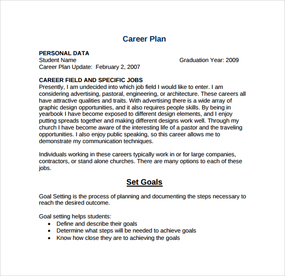 FREE 13+ Sample Career Plan Templates in PDF MS Word Pages Google