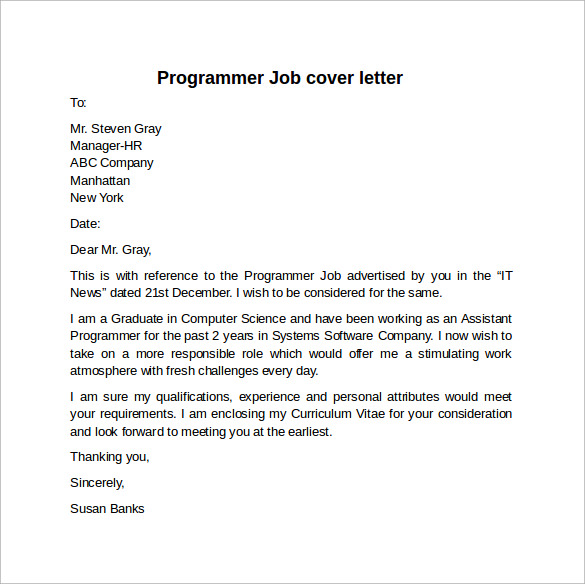 Sas programmer cover letter example