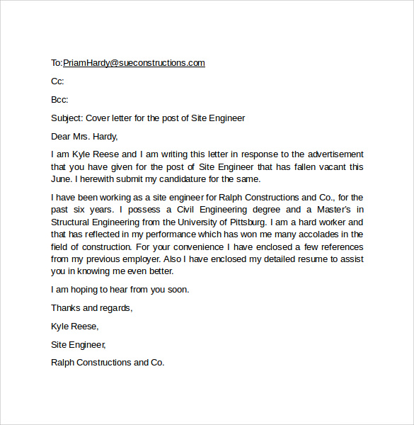 email cover letter template microsoft word