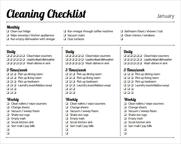 cleaning checklist in pdf