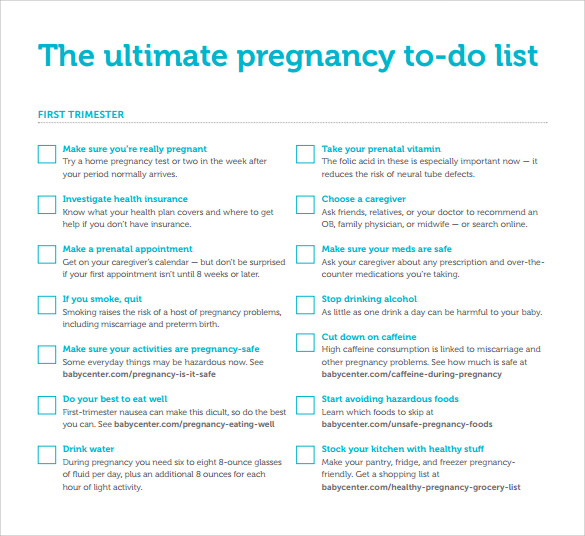 pregnancy to do checklist