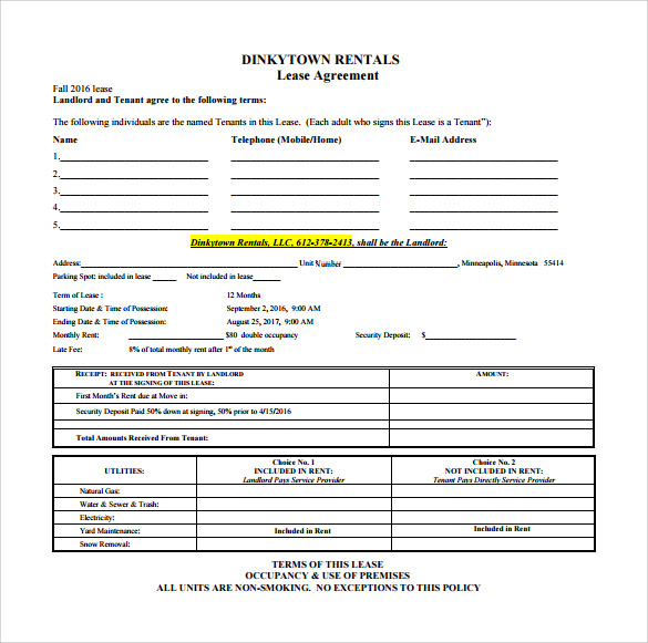 FREE 10+ Sample Rental Lease Agreement Templates in PDF MS Word