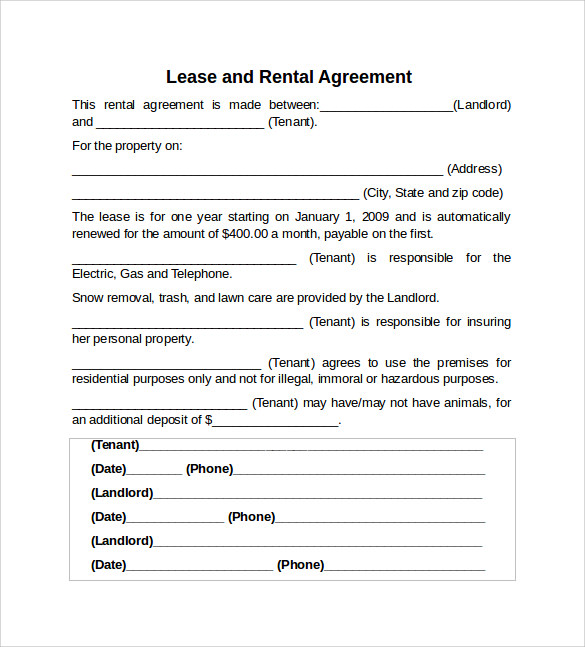 FREE 10 Sample Rental Lease Agreement Templates In PDF MS Word Google Docs Pages
