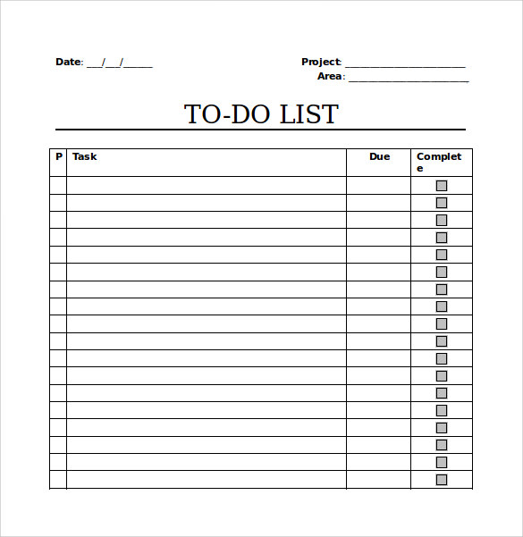 to do checklist template