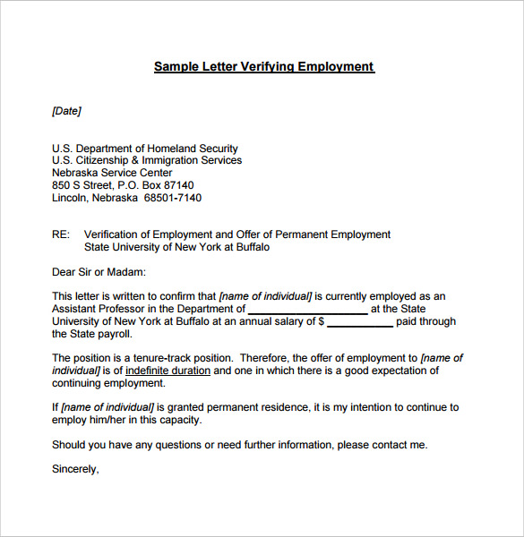 Employment Verification Letter 14 Download Free Documents In Pdf