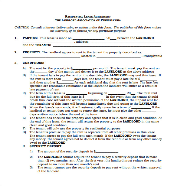 simple residential lease agreement