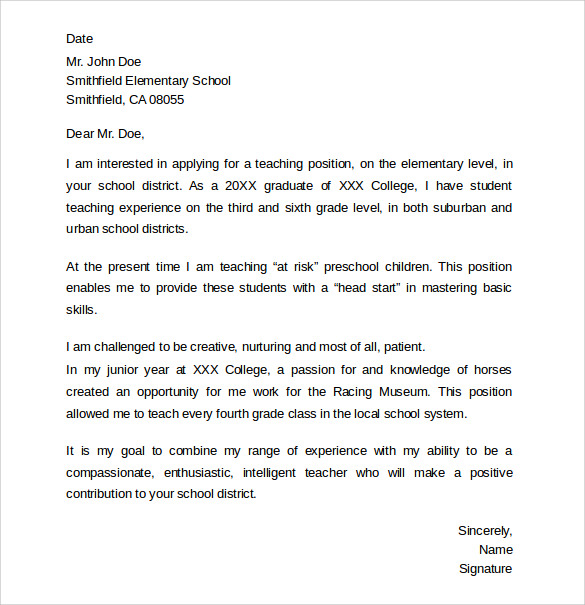 cover letter sample for education1