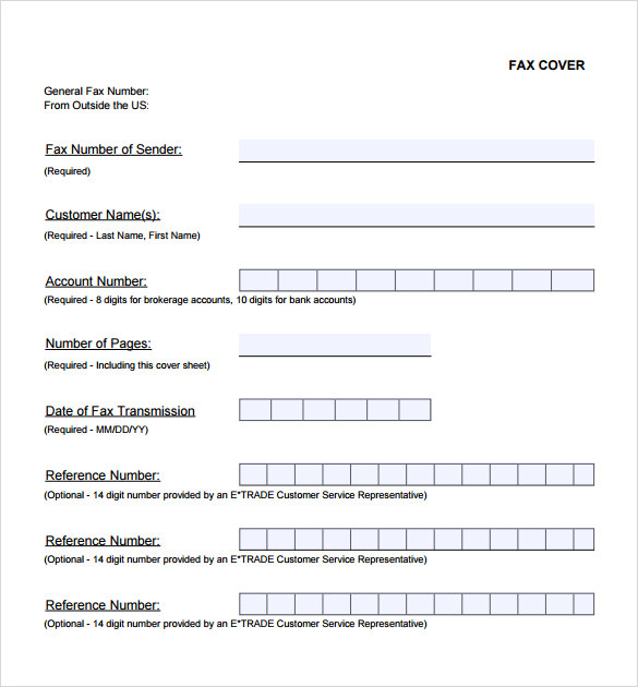 fax cover page template