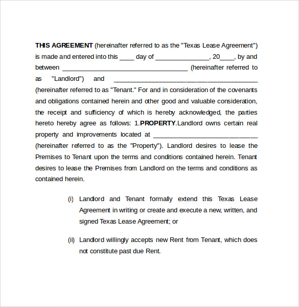 8 sample texas residential lease agreements sample templates