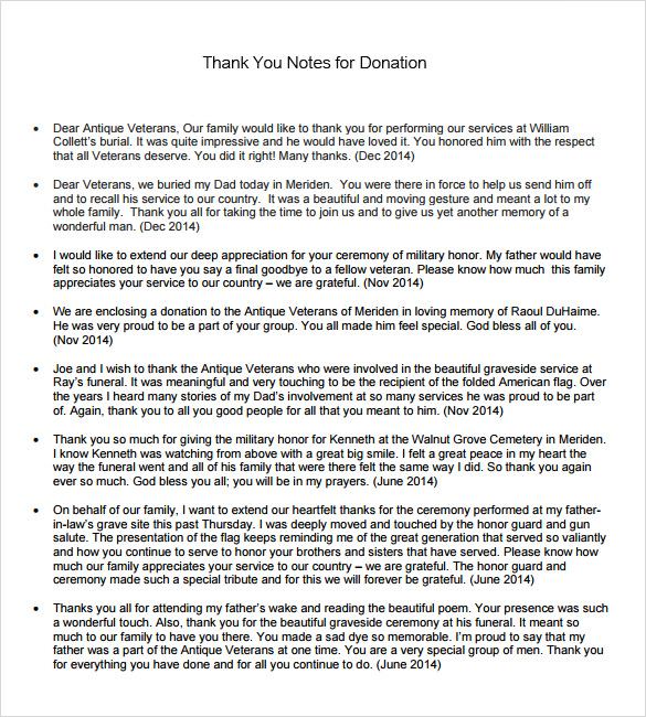 FREE 7+ Sample Thank You Notes for Donation in PDF | MS Word