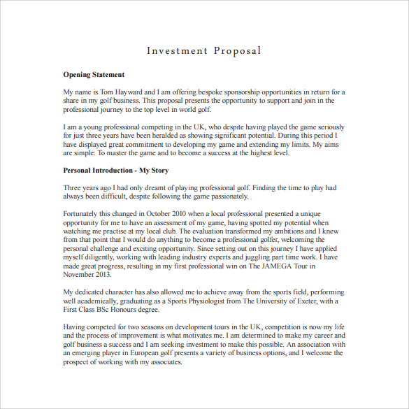 sample pdf investment proposal template