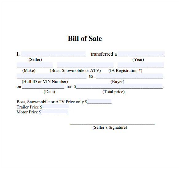 easy printable bill of sale