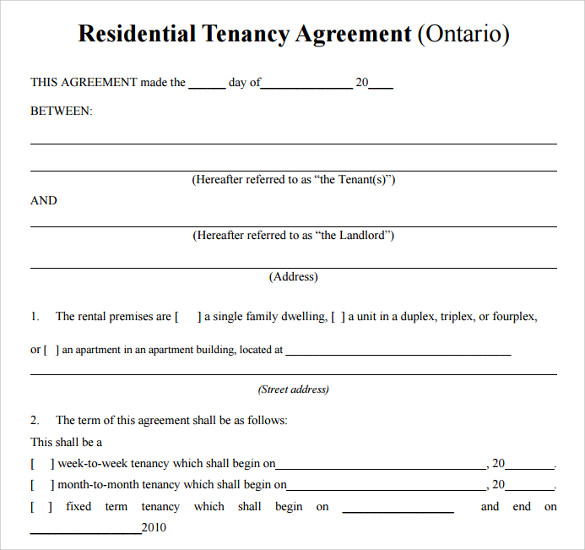 residential tenancy agreement template