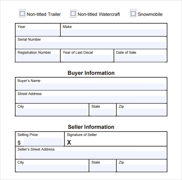equipment bill of sale template free
