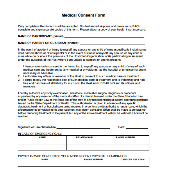 Sample Medical Consent Form 13 Free Documents In PDF