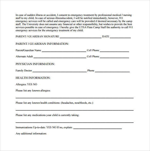 medical consent form to download
