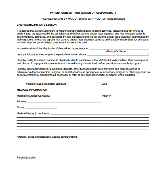 volleyball medical consent form