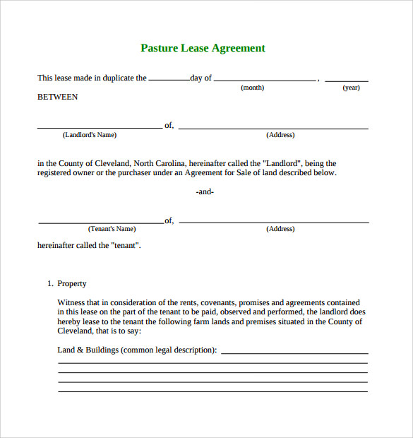 Free Printable Pasture Lease Agreement Printable World Holiday
