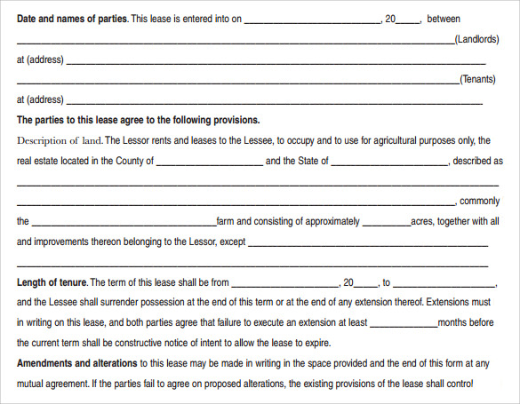 sample pasture lease agreement