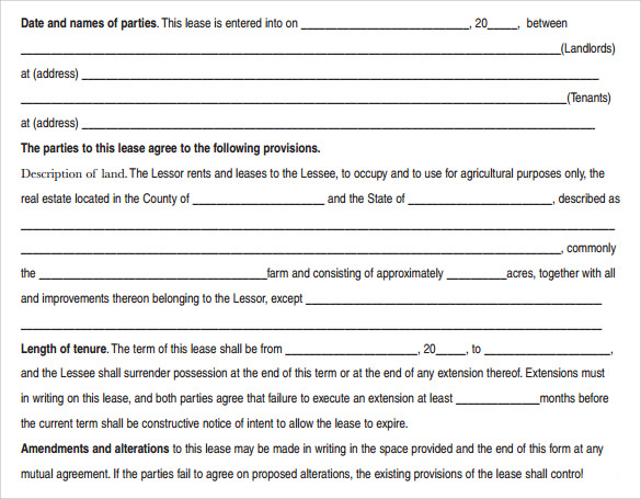 10 pasture lease agreement templates download for free sample templates