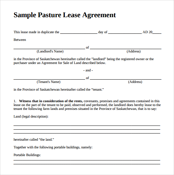 Pasture Lease Agreement Template Flyer Template