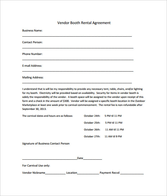 vendor booth rental agreement