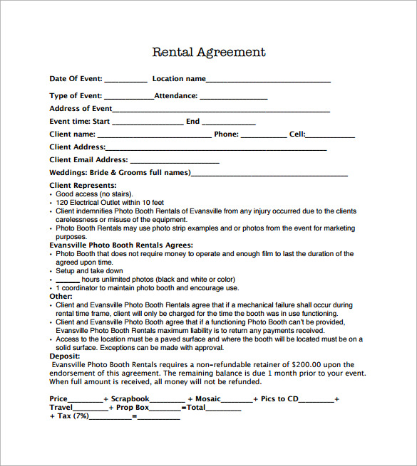 booth rental agreement template