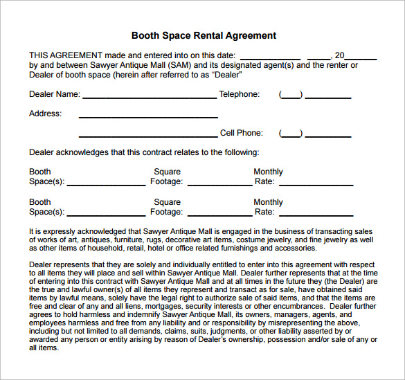 booth space rental agreement