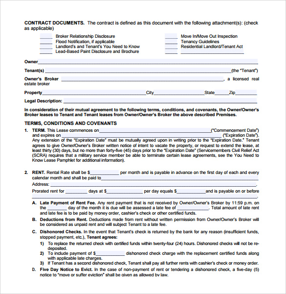 residential blank lease agreement