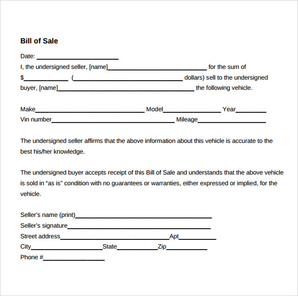 free bill of sale document