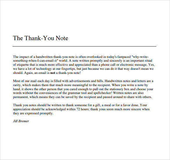 FREE 6 Sample Thank You Note To Boss In PDF MS Word