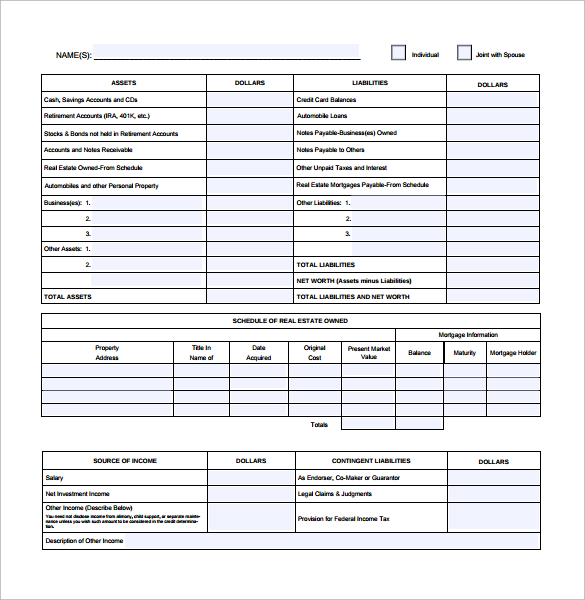 personal financial statement form pdf1