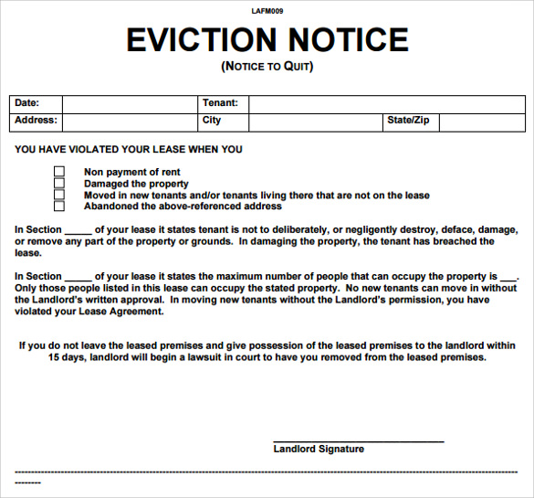 landlord eviction notice