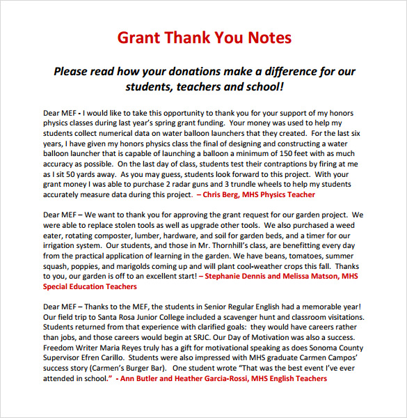 Free 5 Sample Thank You Notes For Teachers In Pdf Ms Word