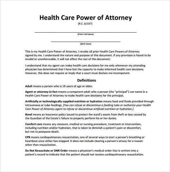 FREE 14+ Sample Medical Power of Attorney Forms in PDF | MS Word