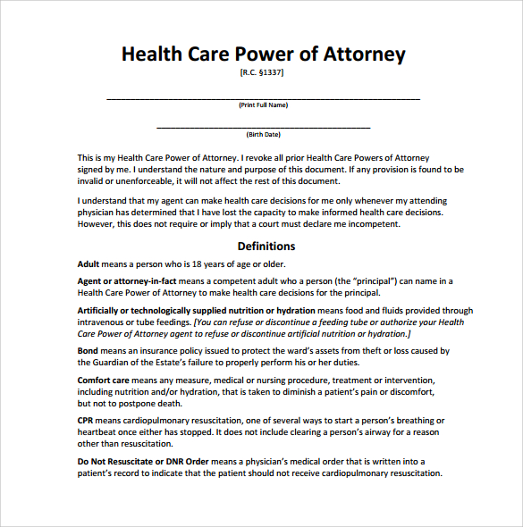 FREE 14 Sample Medical Power Of Attorney Forms In PDF MS Word