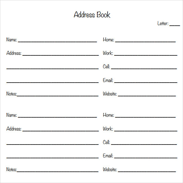 pdf download address book template